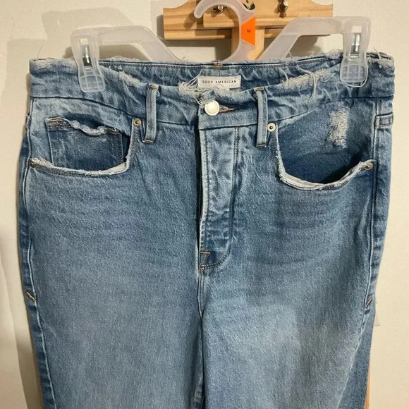 Good American Women’s Good Boy Twisted Slit Jeans Slit hem jeans size 6/28 - Picture 2 of 10